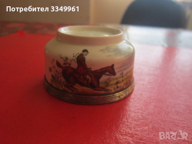 Английска порцеланова чаша със сребърен обков Порцелан, снимка 3 - Други ценни предмети - 36776640