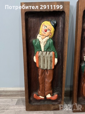 Картина, дърворезба на клоун, 2 бр., снимка 2 - Картини - 52106021