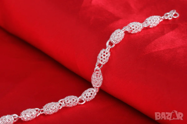 Масивна сребърна гривна, снимка 3 - Гривни - 44885438