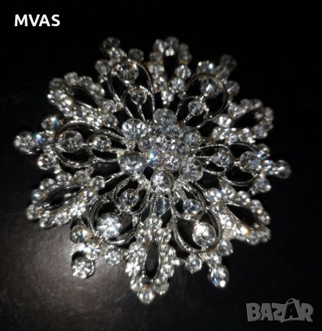 Нова голяма брошка за палто Цвете сребриста, снимка 5 - Други - 43436428