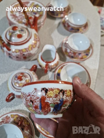 Японски старинен чаен сервиз - декор, снимка 2 - Антикварни и старинни предмети - 51415919