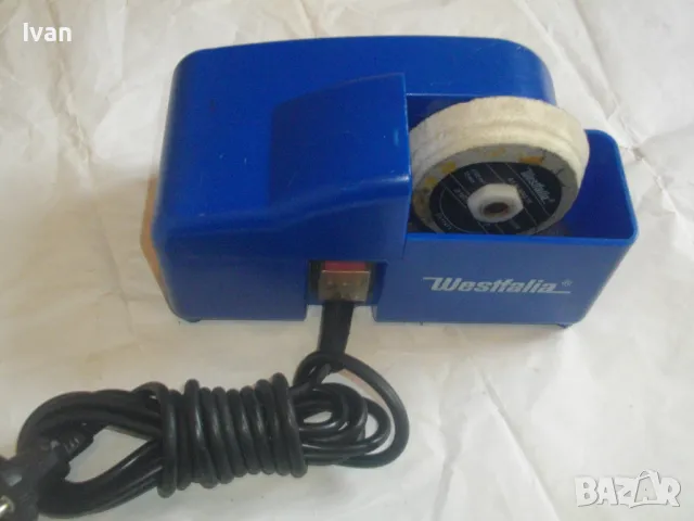 Немски оригинален електрически ШМИРГЕЛ ТОЧИЛО БАВНА СКОРОСТ СУХО МОКРО ШЛАЙФАНЕ ЗАТОЧВАНЕ Westfalia, снимка 4 - Други инструменти - 47421838