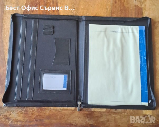 папка за документи с цип луксозна кожена черна Марксман Marksman А4, снимка 3 - Ученически пособия, канцеларски материали - 52542377