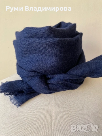 Мъжки, тъмносин шал от 100 % вълна, снимка 5 - Шалове - 53254500