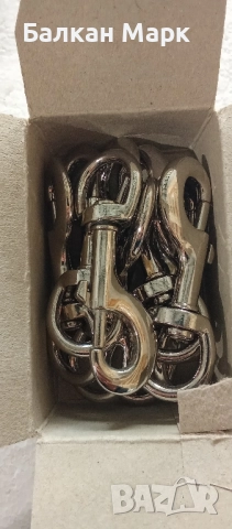 Карабинери с вирбел за повод на куче – полирана неръждаема стомана, 8.5 см (5бр. опаковка)