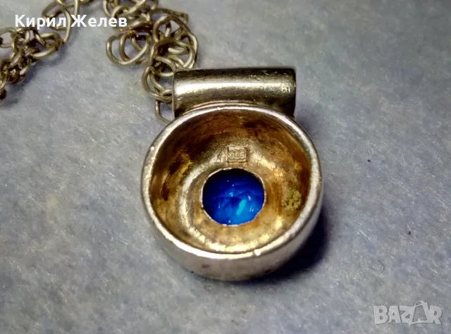 СКЪПОЦЕНЕН СРЕБЪРЕН МЕДАЛЬОН СРЕБРО 925 с ЮВЕЛИРНО ФАСЕТИРАН СИН ЦИРКОН и ПОСРЕБРЕНА ВЕРИЖКА 49733, снимка 4 - Колиета, медальони, синджири - 49913183