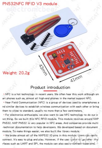 PN532NFC RFID V3 module, снимка 2 - Друга електроника - 39657376