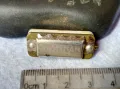 TALISMAN MADE in CZECHOSLOVAKIA Стара РЯДКА Миниатюрна УСТНА ХАРМОНИКА МЕДАЛЬОН СЕДЕФ и МЕСИНГ 48891, снимка 9