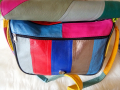 Многоцветна дамска чанта през рамо, от мека естествена кожа на парчета – светлосиньо, жълто, тъмнока, снимка 9