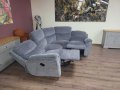 Сив ъглов диван от плат с ръчен релаксиращ механизъм, снимка 4