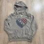 Дамски суитшърт Tommy Hilfiger с качулка и USA знаме сърце , размер M, сив., снимка 1