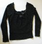 Нова черна дантелена блузка с дълъг ръкав, снимка 1 - Блузи с дълъг ръкав и пуловери - 29017036