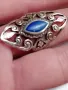 Старинен сребърен ажурен пръстен с Лазурит, снимка 4
