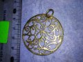 ВЕЛИКОЛЕПЕН СРЕБЪРЕН с ДЕБЕЛА РЕАЛНА ПОЗЛАТА ФЛОРАЛЕН АРТ МЕДАЛЬОН СРЕБРО 925 АЖУРНА ИЗРАБОТКА 27628, снимка 13