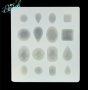 Капки елипс кръг квадрат релефни камъни диаманти силиконов молд форма фондан смола бижу шоколад и др, снимка 1 - Форми - 27816278