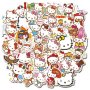 50 бр Hello Kitty Коте Кити самозалепващи лепенки стикери за украса декор, снимка 3