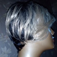Нова къса перука с бретон черна на руси кичури, снимка 7 - Аксесоари за коса - 36929339