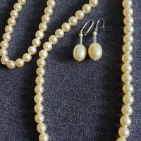Комплект перли от соц-а / гердан и 2 чифта обеци, снимка 3 - Бижутерийни комплекти - 32873198