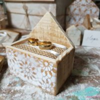 Дървена кутийка за халки - сватбени аксесоари , снимка 3 - Декорация - 26387490