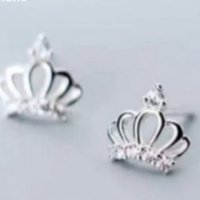 Sale Сребърни обеци tiny коронки"Little jewelry"/нови, снимка 1 - Колиета, медальони, синджири - 44041502
