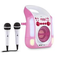 Караоке машина CD USB MP3 LED светлинно шоу 2 X микрофона, снимка 1 - Караоке - 43477004