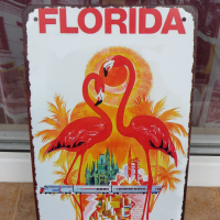 Метална табела Florida Флорида фламинго влакове палми плаж, снимка 1 - Декорация за дома - 44865514