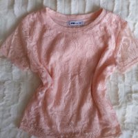 Сет къси тениски/ кроп топ розова дантела и бяла, снимка 1 - Тениски - 38189068