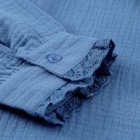 Дамска риза с дълъг ръкав и къдрички в син цвят, снимка 8 - Ризи - 40148800