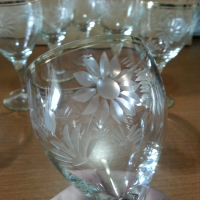 Ретро кристални чаши художествена гравюра , снимка 2 - Антикварни и старинни предмети - 44927750