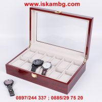Дървена кутия за съхранение на 12 часовника , снимка 8 - Подаръци за мъже - 28397542