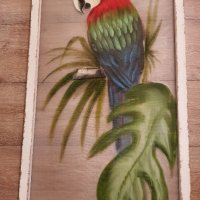 Голяма картина папагал, масло, дървена състарена рамка– 120см/ 60см, снимка 2 - Картини - 38505051