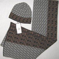 FENDI шал и шапка комплект, снимка 4 - Шалове - 35025309