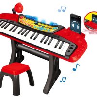 Електронен синтезатор със седалка и микрофон 57x19x58см, снимка 1 - Музикални играчки - 43381007