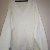 СТРАХОТЕН МЕК ПУЛОВЕР В БЯЛО 3XL-4XL, снимка 1 - Блузи с дълъг ръкав и пуловери - 44014473