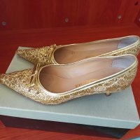 Златисти официални обувки Euro Donna, снимка 4 - Дамски елегантни обувки - 36717444