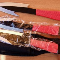 Ножове за хвърляне/кунай/-тип кама-3 броя и 3 цвята, снимка 8 - Ножове - 8909176