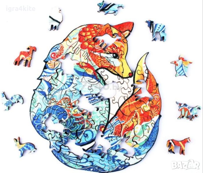 Дървен пъзел животни ЛИСИЦА С ОПАШКА Firefox / А4 формат Размер М, снимка 1