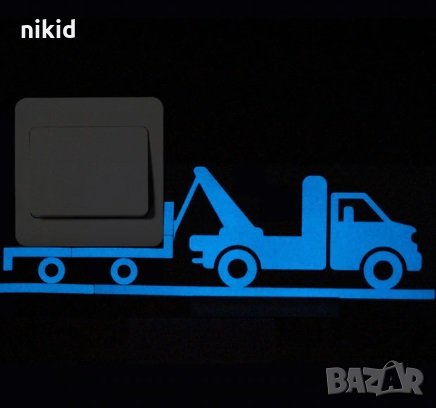 Камион светещ флуоресцентен неонов стикер за контакт ключ на лампа копчето, снимка 1