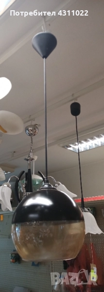 Осветително тяло- стъклена сфера- черна., снимка 1