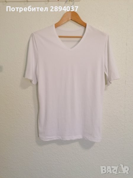 Дишаща Ever Fresh бяла мъжка тениска с V образно деколте размер М, немска, снимка 1