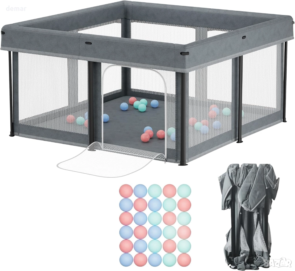 Сгъваема бебешка кошара 125x125 см с 30 броя океански топки, снимка 1