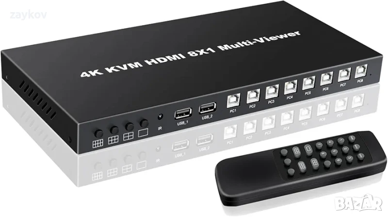 HXBER 8 входа и 1 изход, HDMI-съвместим сплитер, 4K 4K 30Hz, компютърна синхронизация, снимка 1
