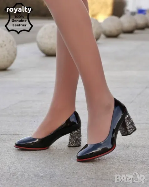 Обувки на ток - Естествен Лак, снимка 1