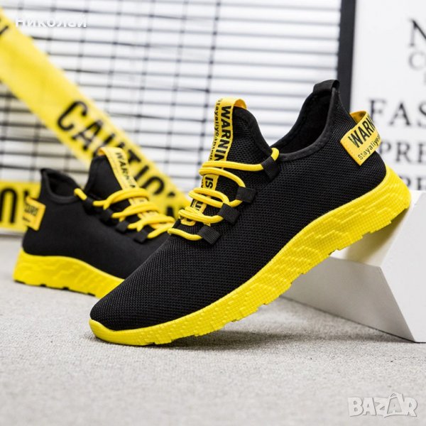 Мъжки маратонки 44 номер в жълто - черен цвят , жълти , черни маратонки, снимка 1