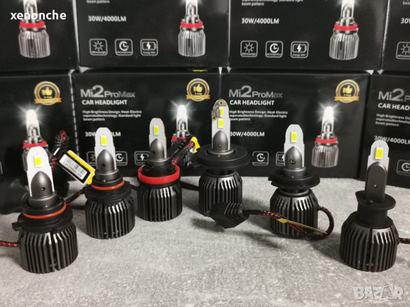 LED крушки за основни фарове  H1 Н4 Н7 Н11 НВ3 НВ4 Mi2ProMax LED 8000 lm, снимка 1