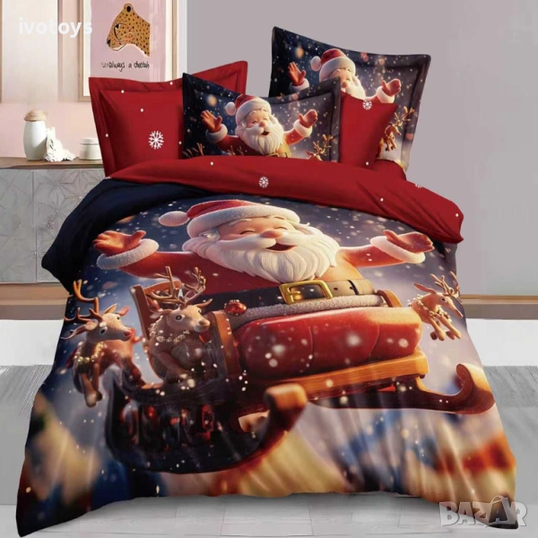 Двулицево коледно спално бельо (Реално изображение), 6 части - Модел WS18763, снимка 1
