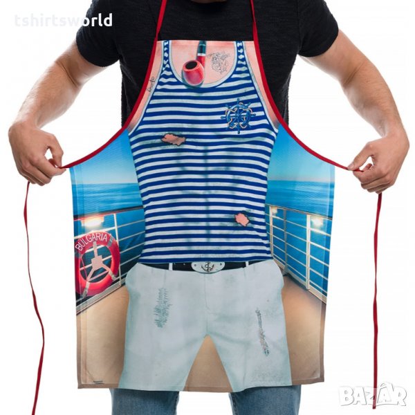 Нова мъжка забавна готварска престилка Моряк, снимка 1
