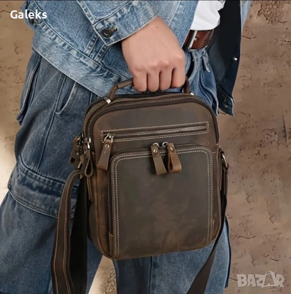 Висококачествена Винтидж Бизнес чанта /Crazy Horse* Кафява естест. кожа!, снимка 1