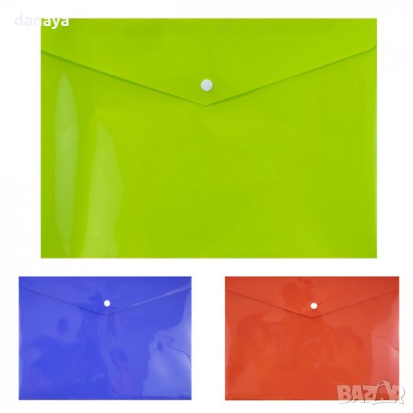 2287 Едноцветна папка с копче А4, PVC, снимка 1
