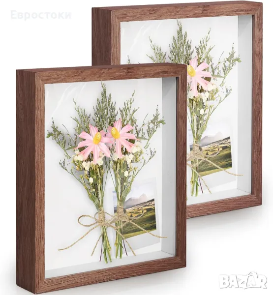 Комплект Anhow от 2 3D рамки за снимки за пълнене. Дълбока предметна рамка, 20 x 25 см, с прозрачно , снимка 1